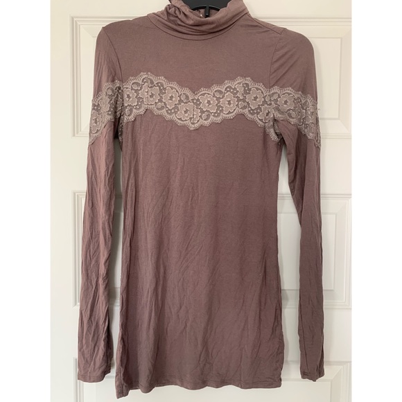 Small Free People Lace Top Taupe Tunic - Picture 1 of 6